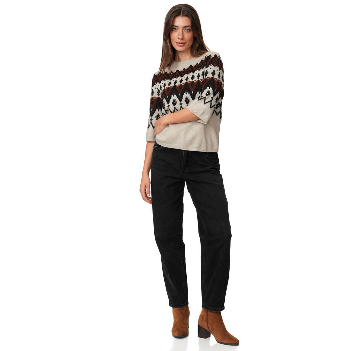 Damen Strickpullover mit weiten Ärmeln