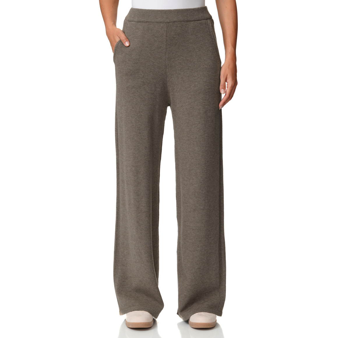 Damen Wide-Leg-Strickhose mit Taschen