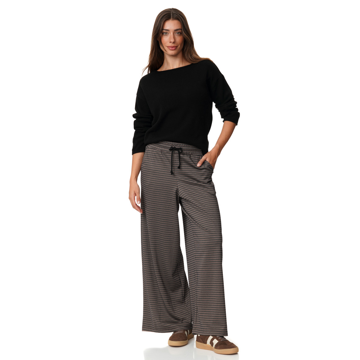 Damen Wide-Leg-Hose im Karo-Look
