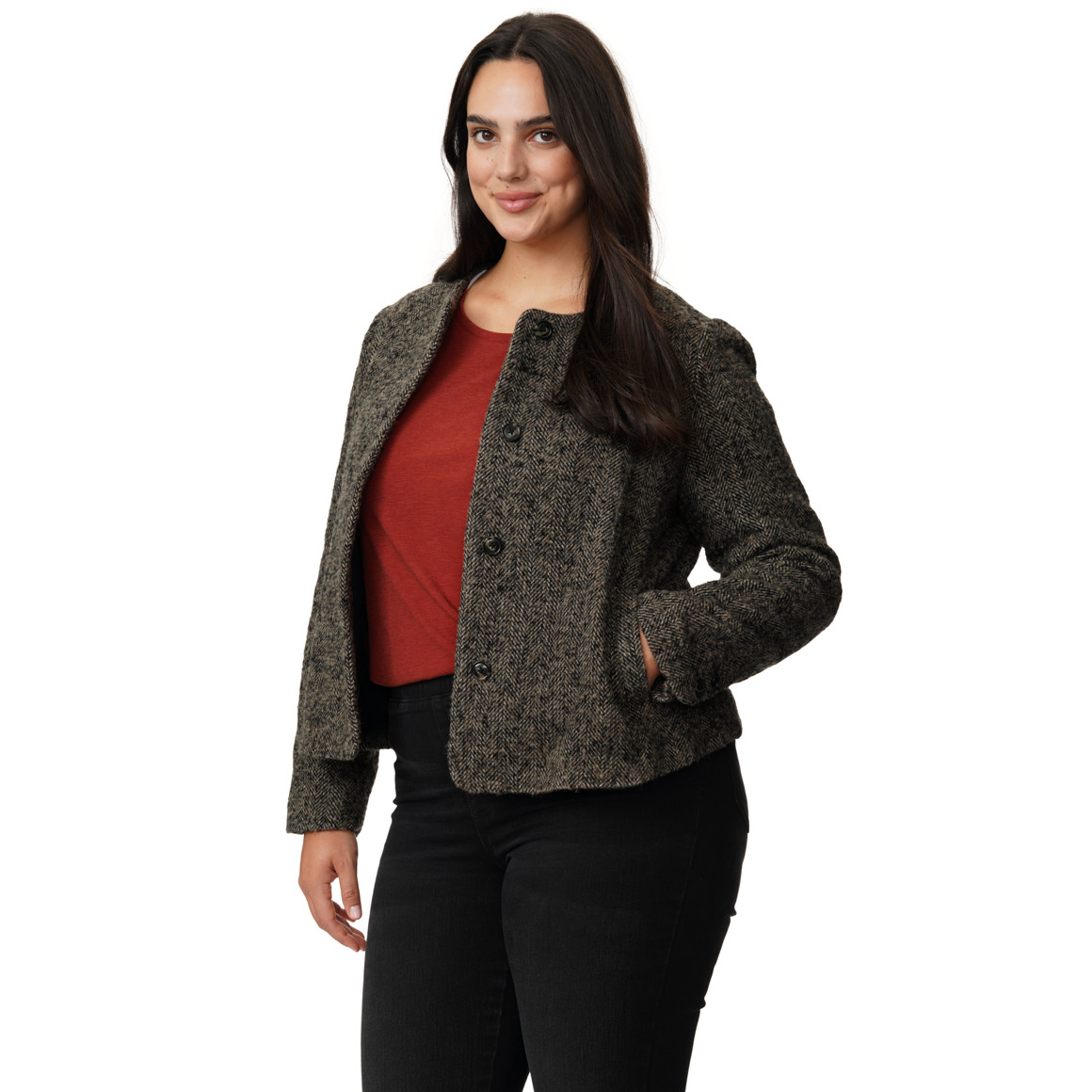 Damen Tweedjacke mit Wolle