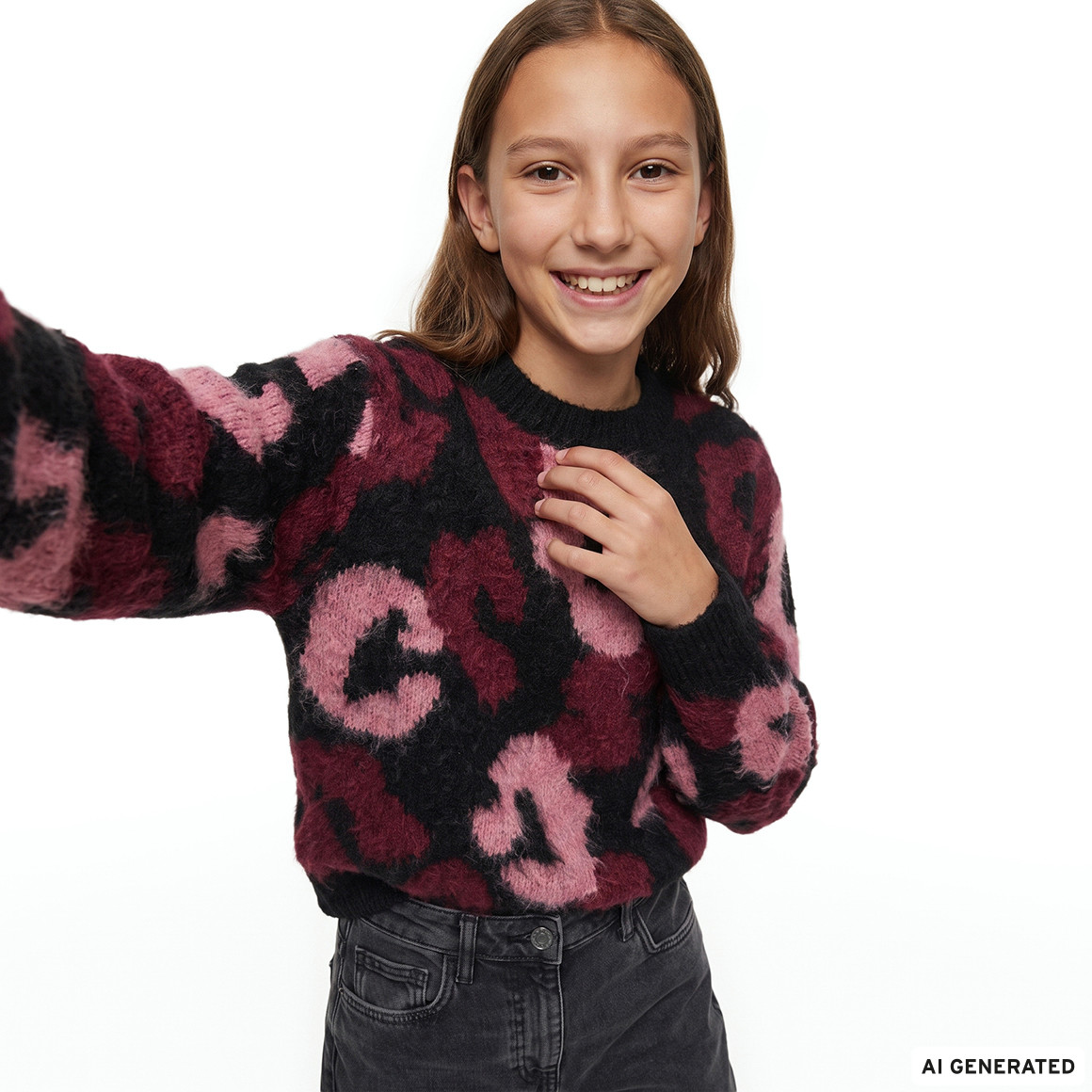 Mädchen Pullover mit Leo-Muster
