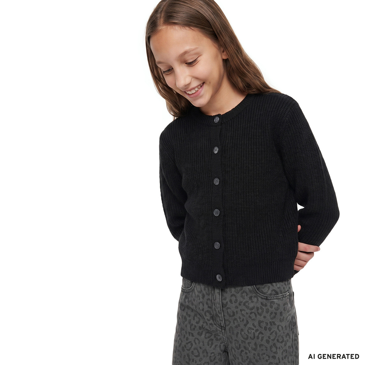 Mädchen Strickjacke mit Knöpfen