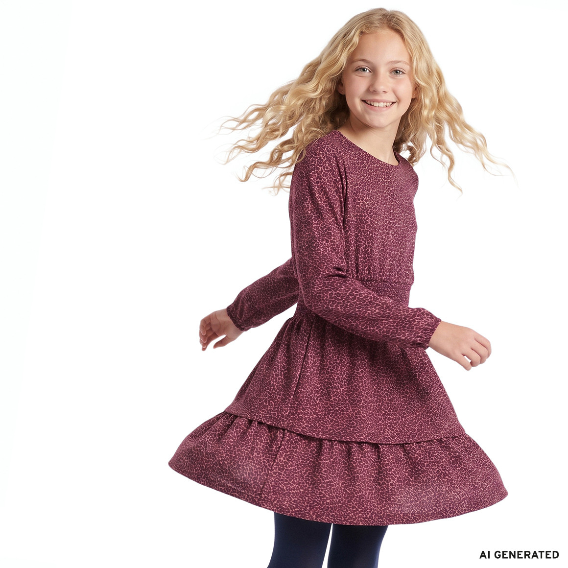 Mädchen Kleid mit Leo-Muster