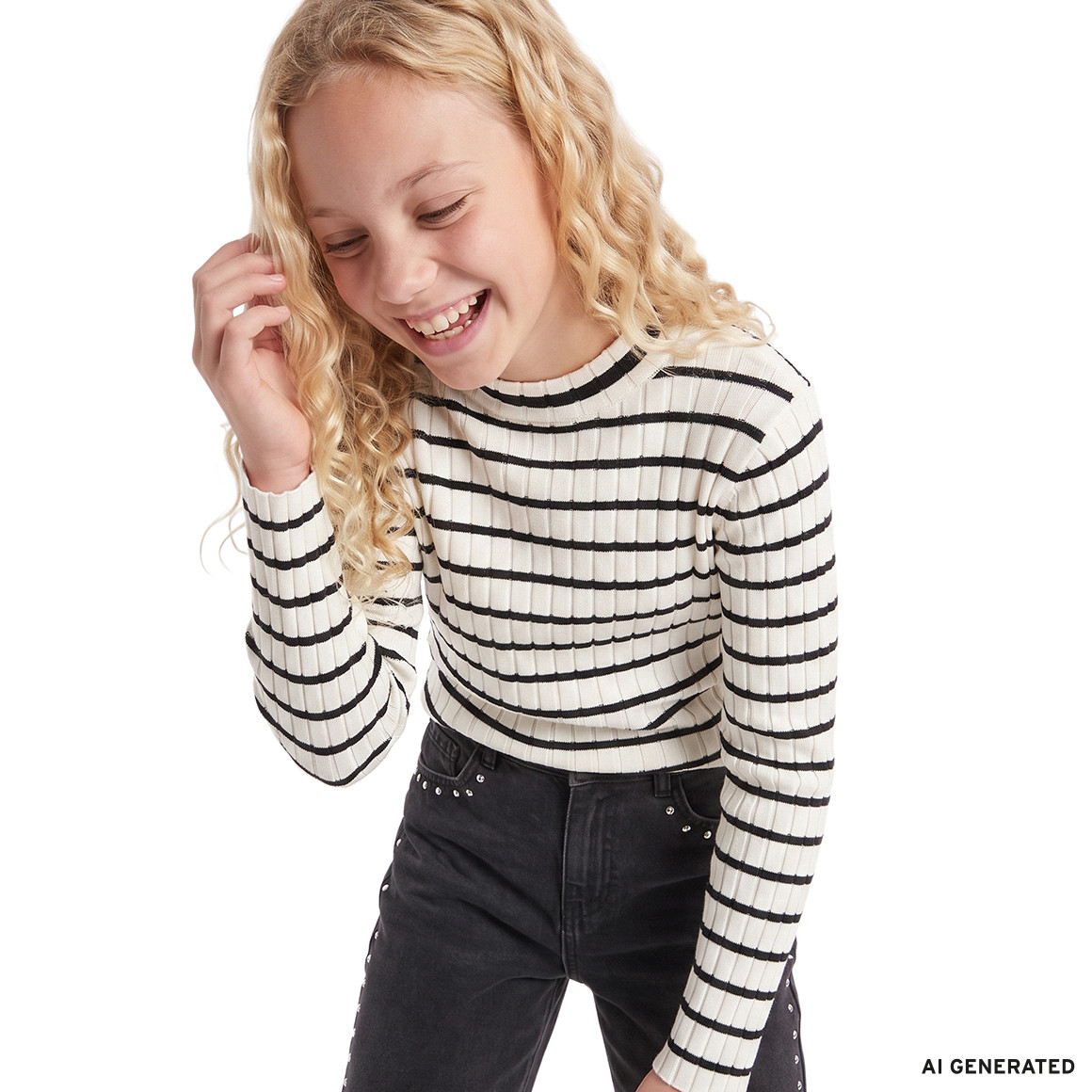 Mädchen Langarmshirt mit Rippstruktur
