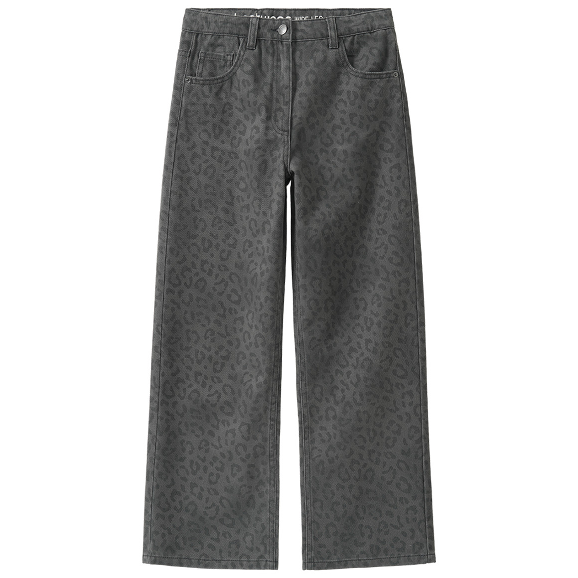 Mädchen Wide-Leg-Jeans mit Leo-Muster