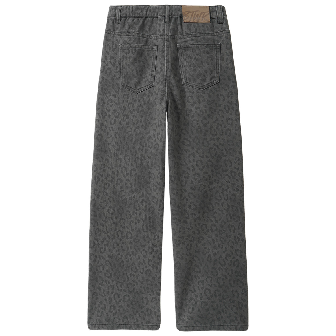 Mädchen Wide-Leg-Jeans mit Leo-Muster