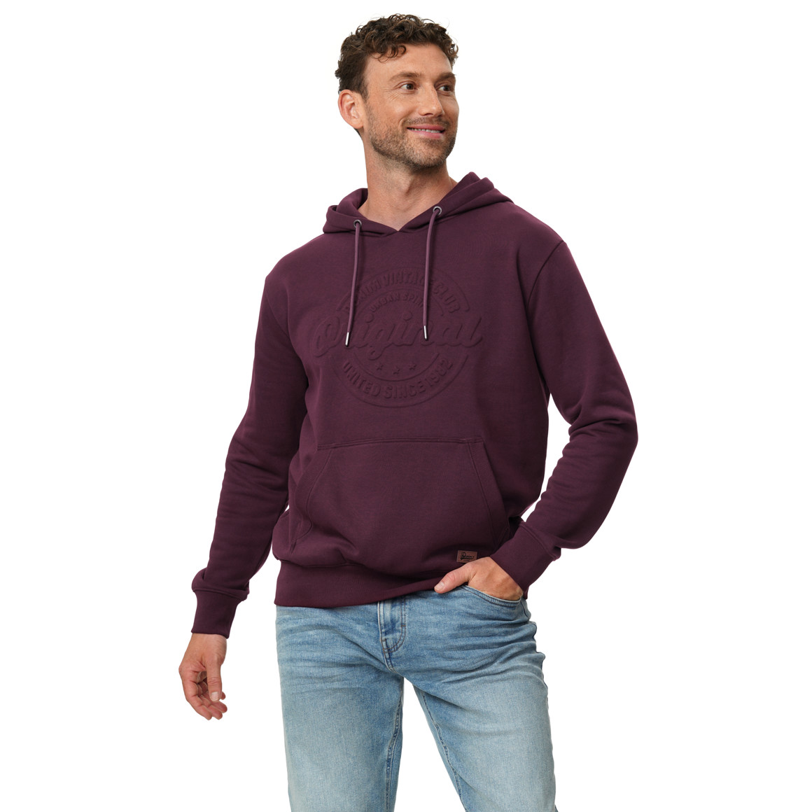 Herren Hoodie mit geprägtem Schriftzug