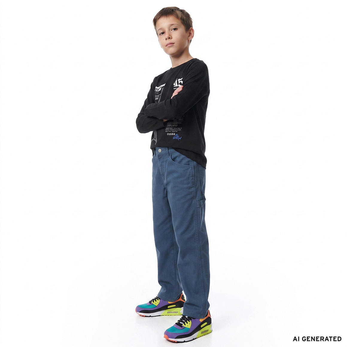 Jungen Straight-Jeans mit Stickerei