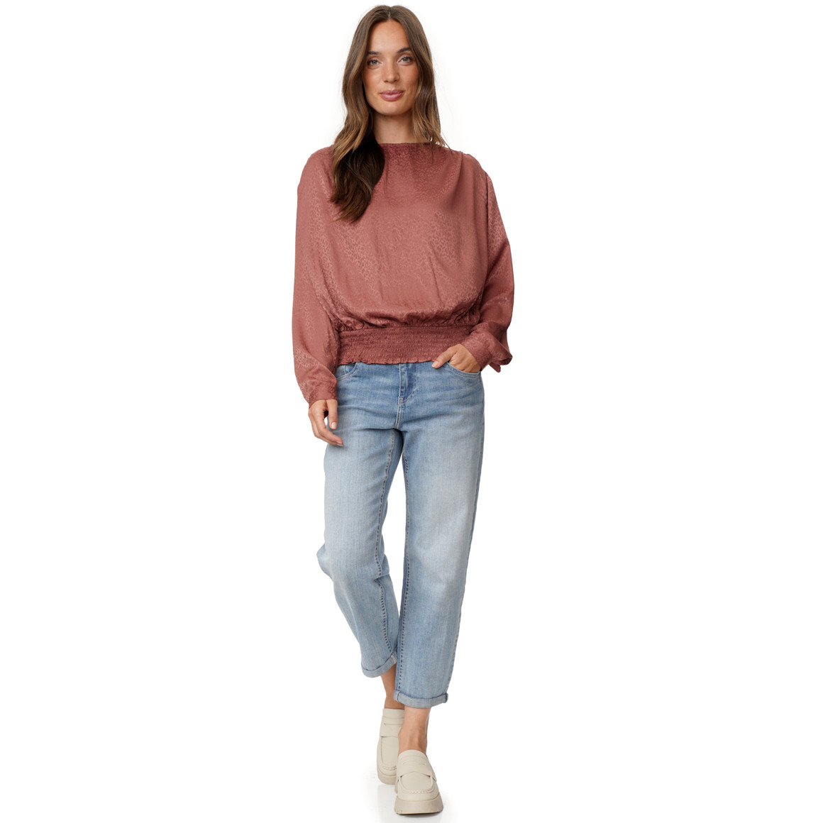 Damen Bluse in Knitter-Optik