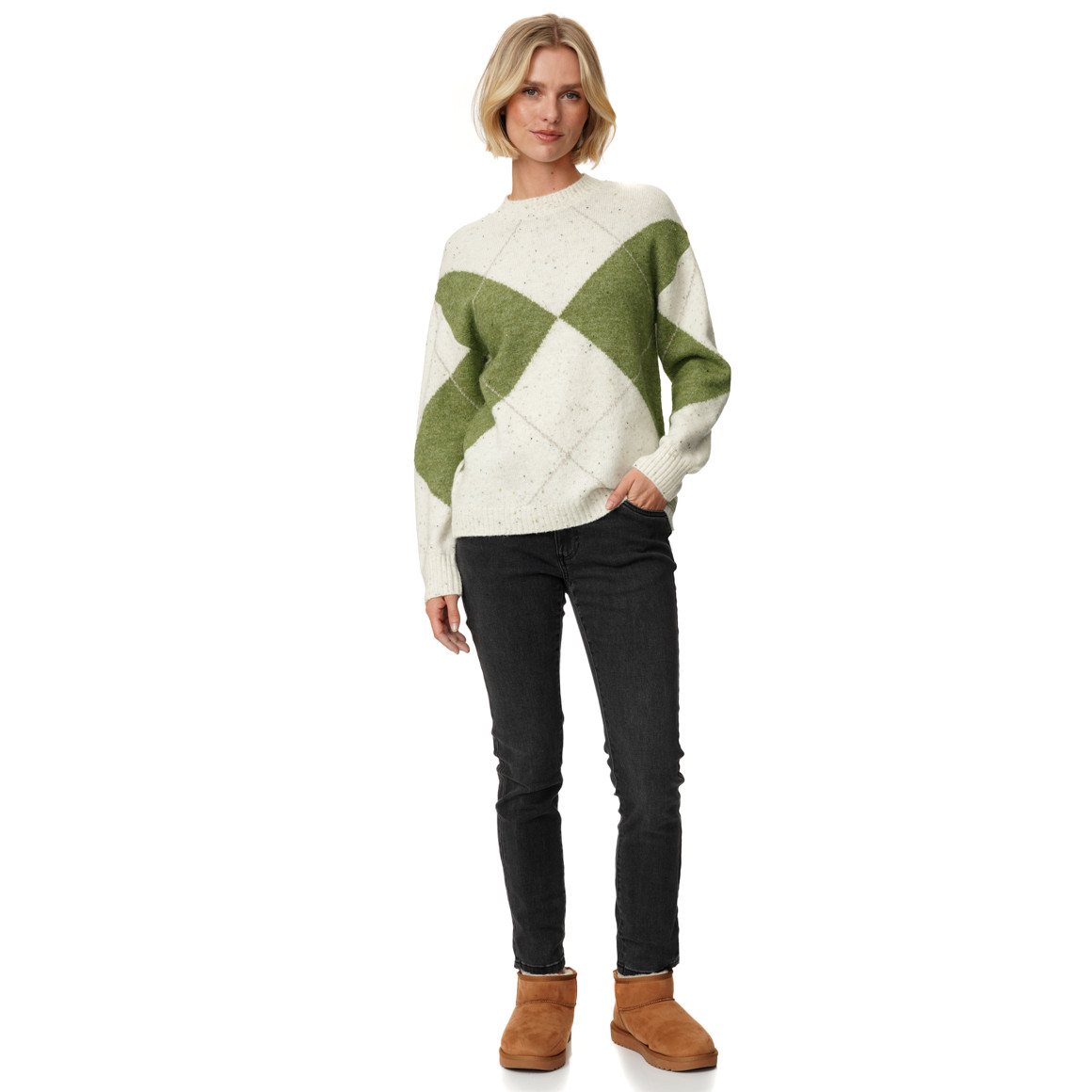 Damen Strickpullover mit Rautenmuster