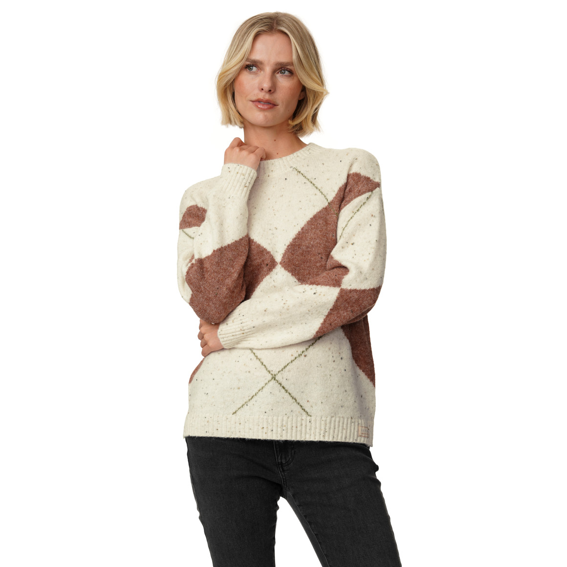 Damen Strickpullover mit Rautenmuster