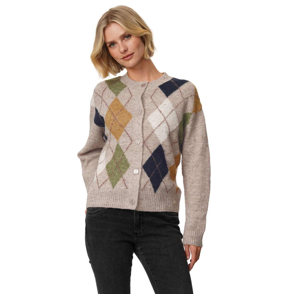 Damen Strickjacke mit Rautenmuster