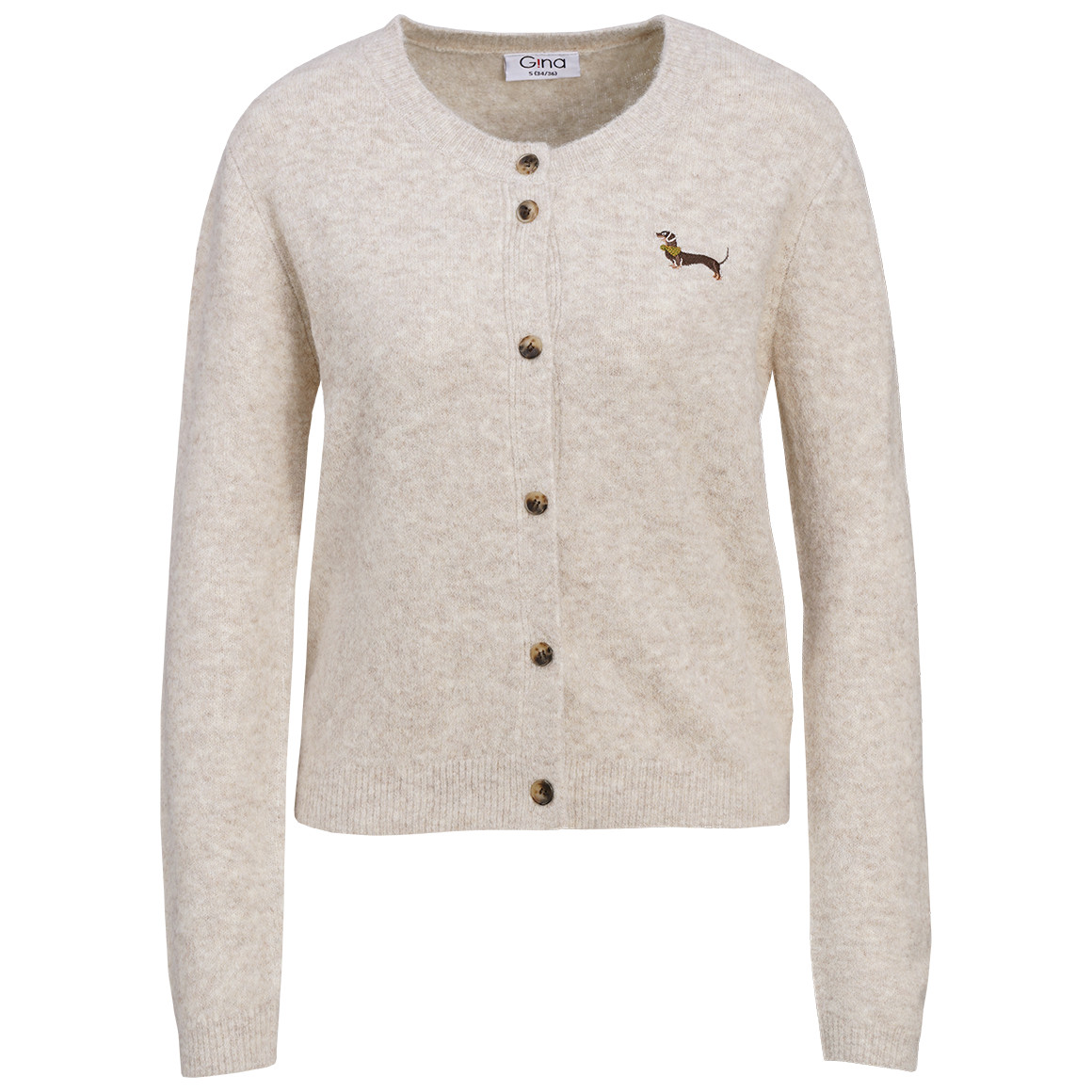 Damen Strickjacke mit Dackel-Stickerei