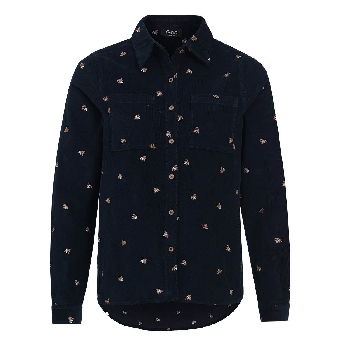Damen Cordbluse mit floraler Stickerei