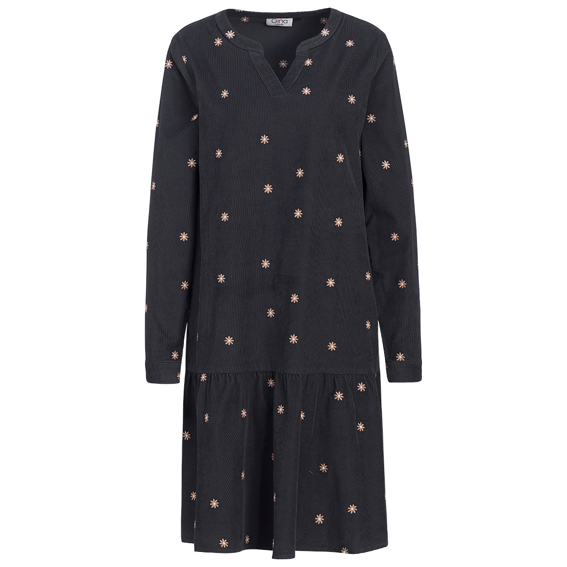 Damen Cord-Kleid mit Stickereien