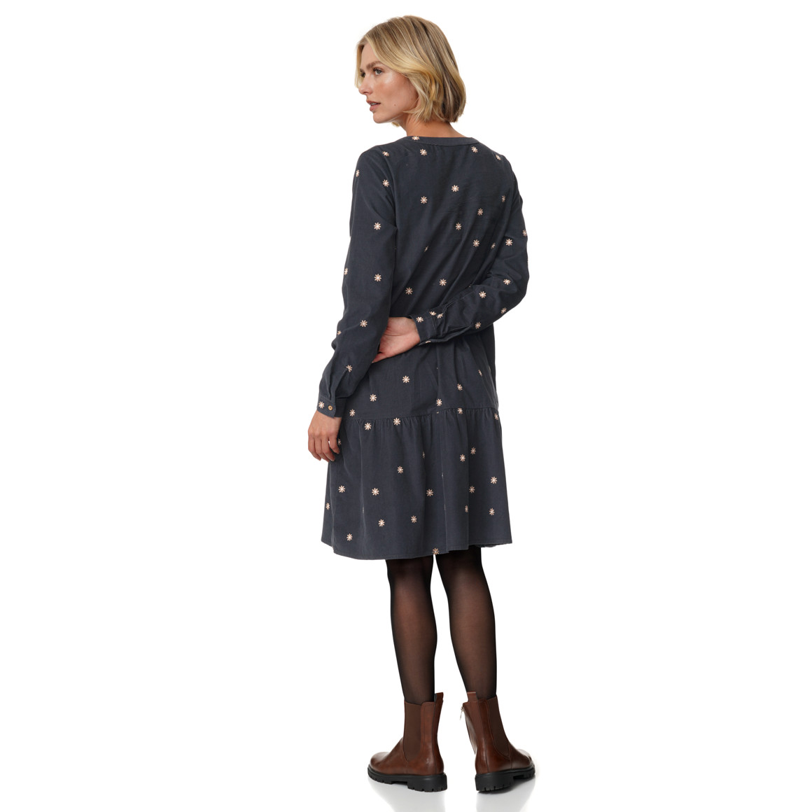 Damen Cord-Kleid mit Stickereien