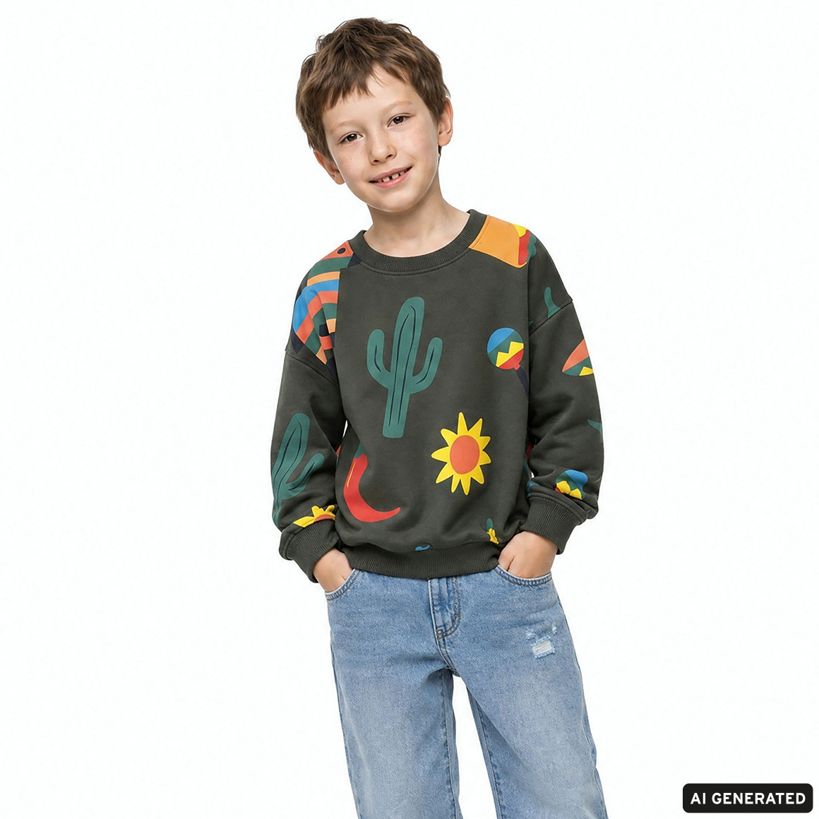 Sweatshirt voor jongens met all-overprint