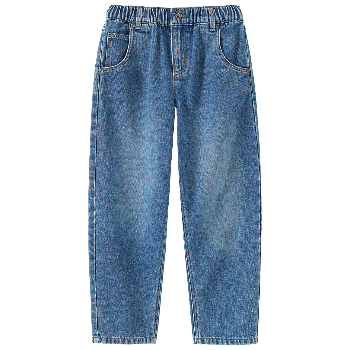 Jongensjeans met barrel-pasvorm en used-was