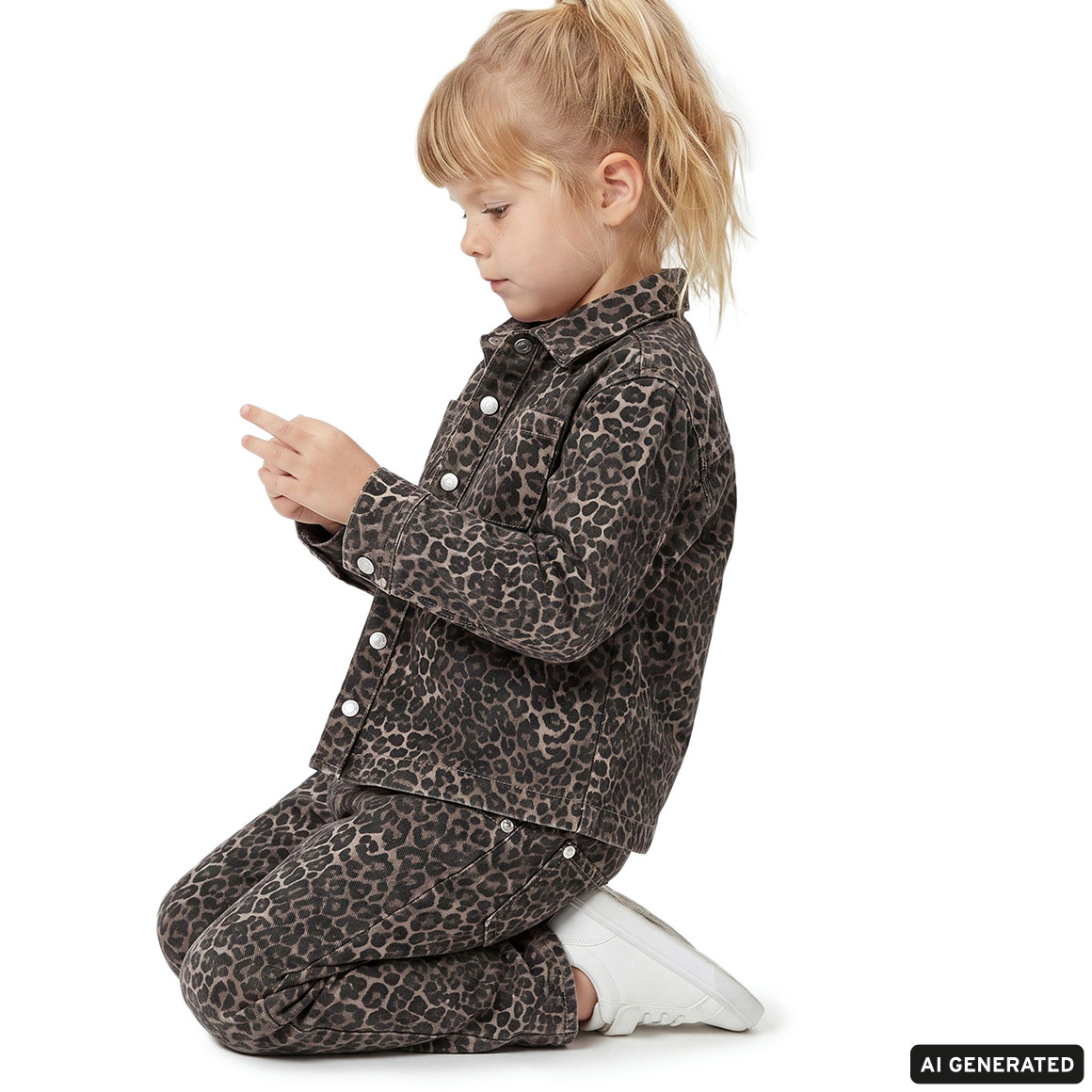 Meisjesovershirt met luipaardprint