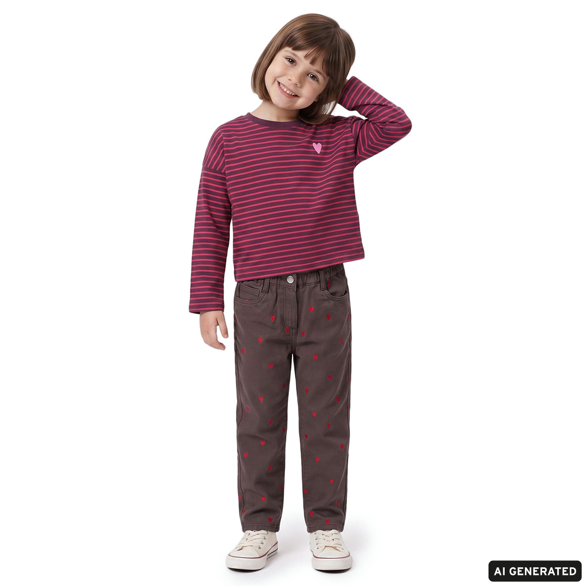 Meisjes-T-shirt met lange mouwen en strepen