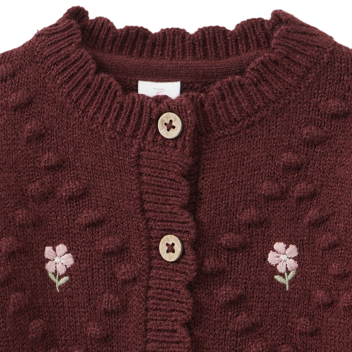 Mädchen Strickjacke mit Blumen-Stickerei