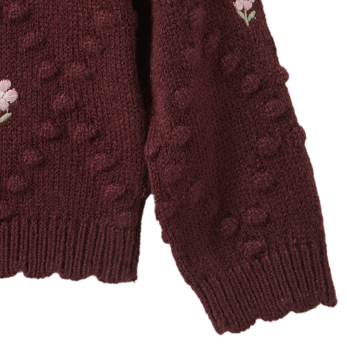 Mädchen Strickjacke mit Blumen-Stickerei