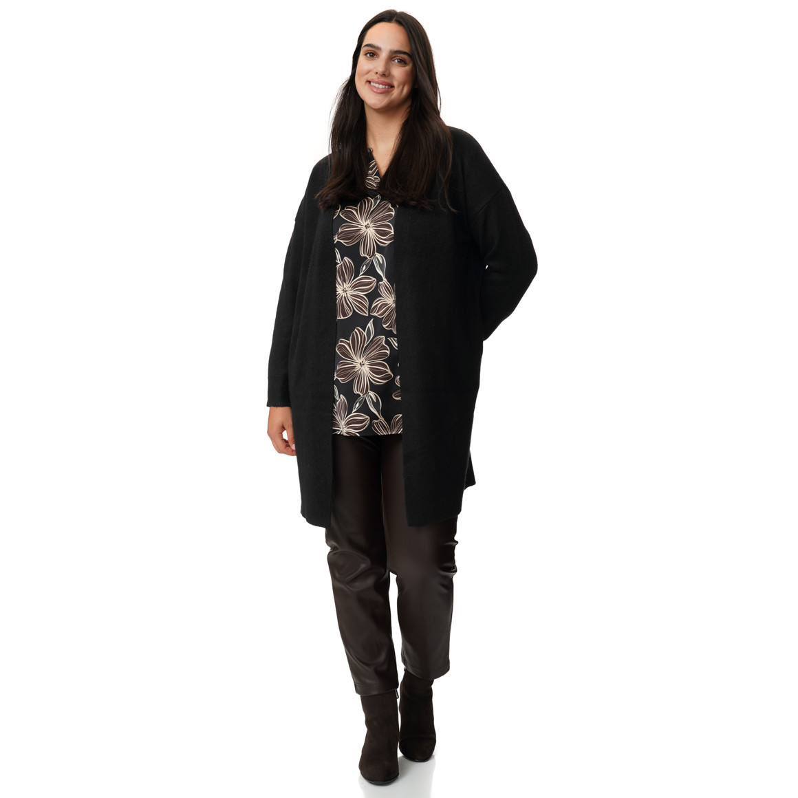 Damesvest met lange mouwen van glad breiwerk