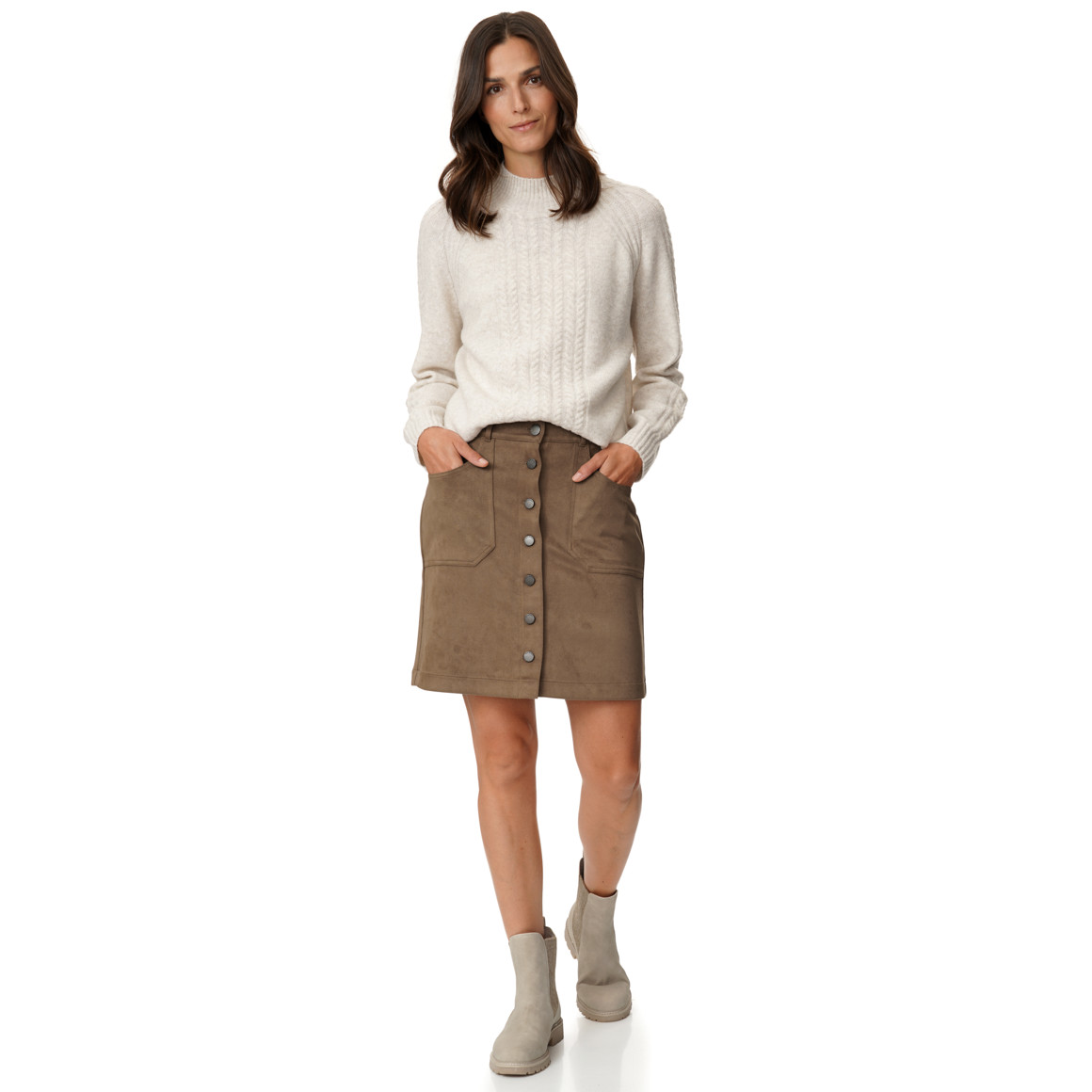 Damesrok met suède-look