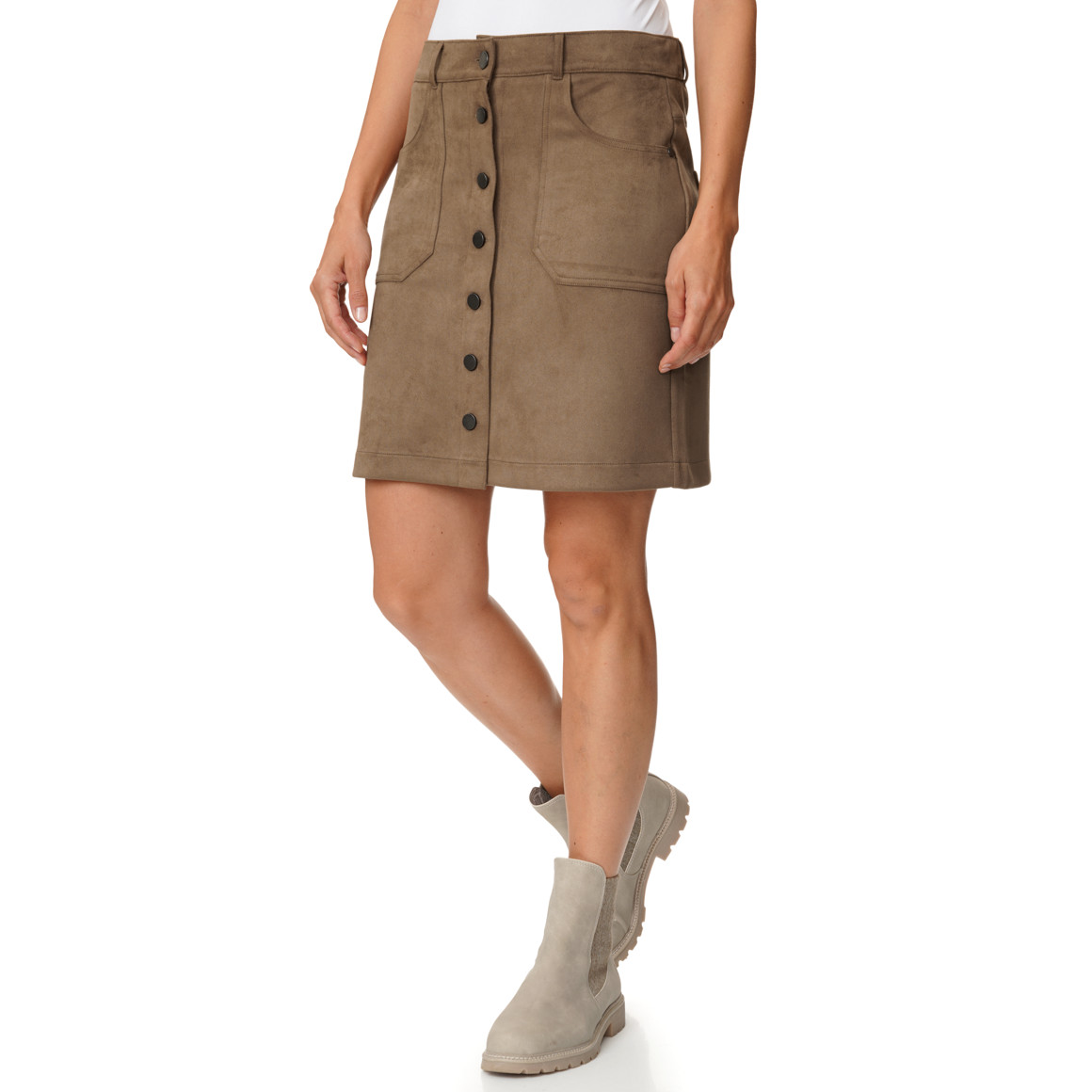 Damesrok met suède-look