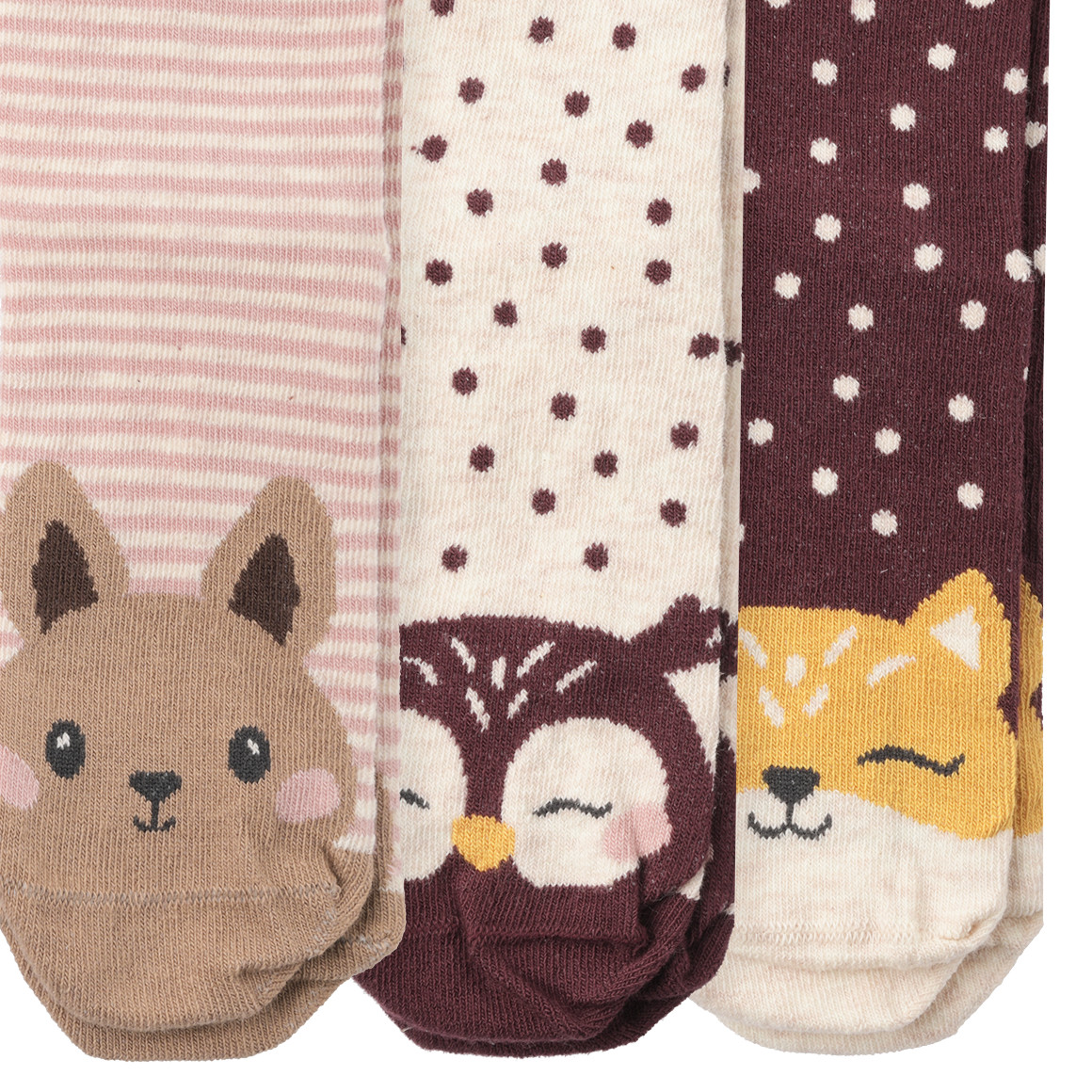 3 Paar Mädchen Socken mit Tier-Motiven