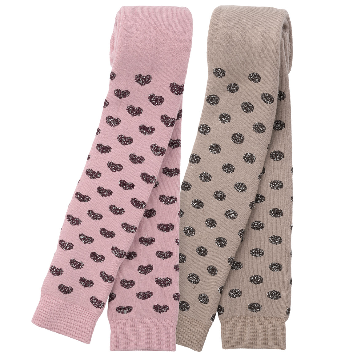 2 Mädchen Frottee-Leggings mit Effektgarn