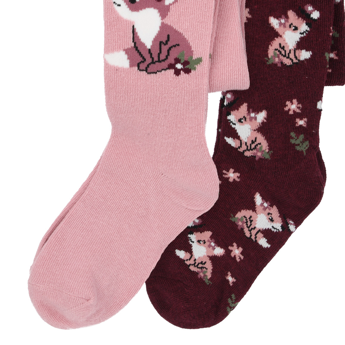 2 Mädchen Strumpfhosen mit Fuchs-Motiven