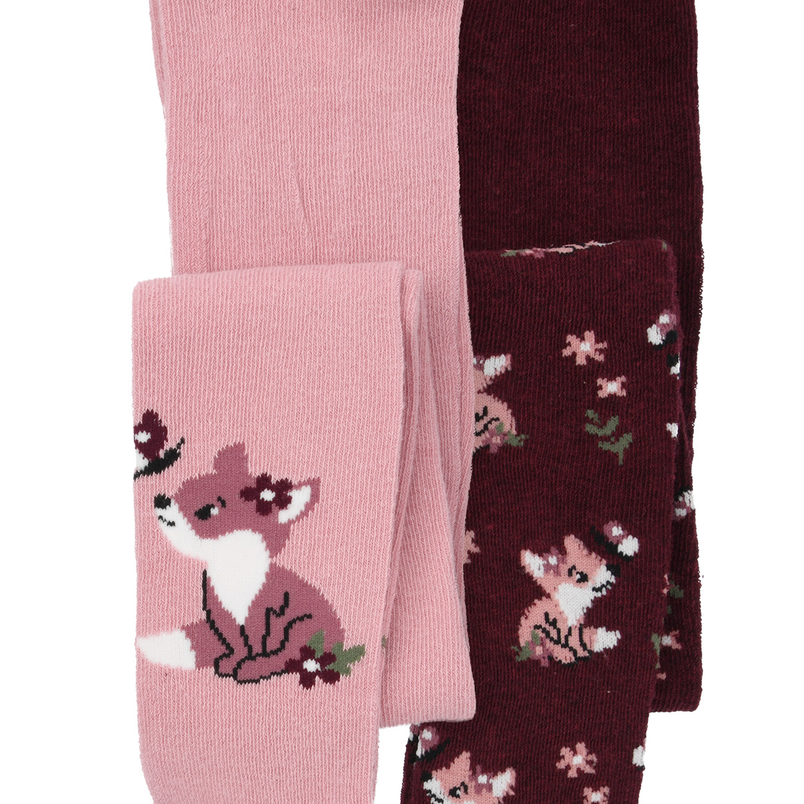 2 Mädchen Strumpfhosen mit Fuchs-Motiven
