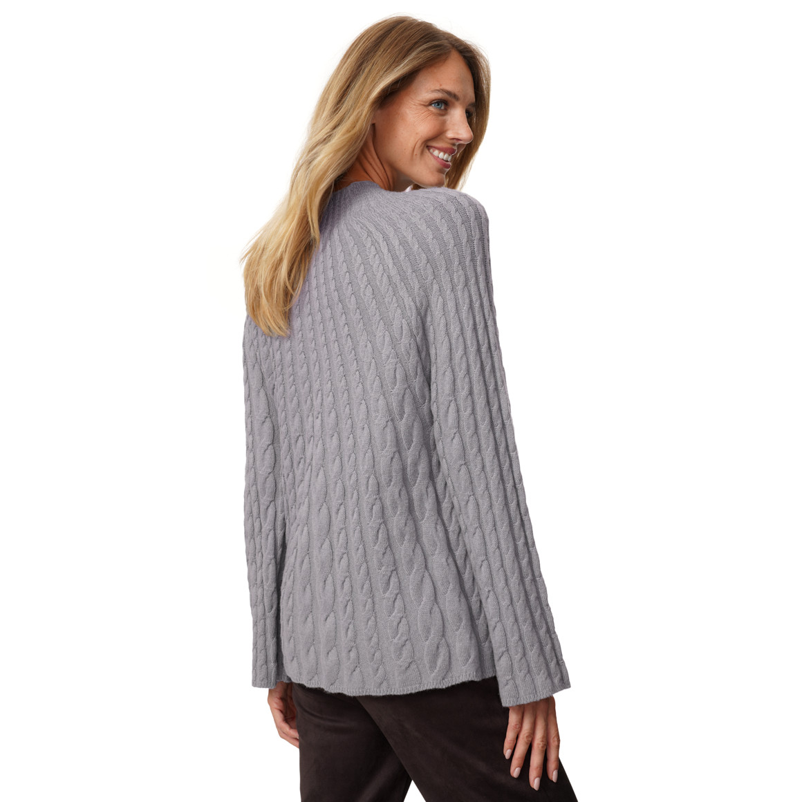 Damen Strickpullover mit Zopfmuster