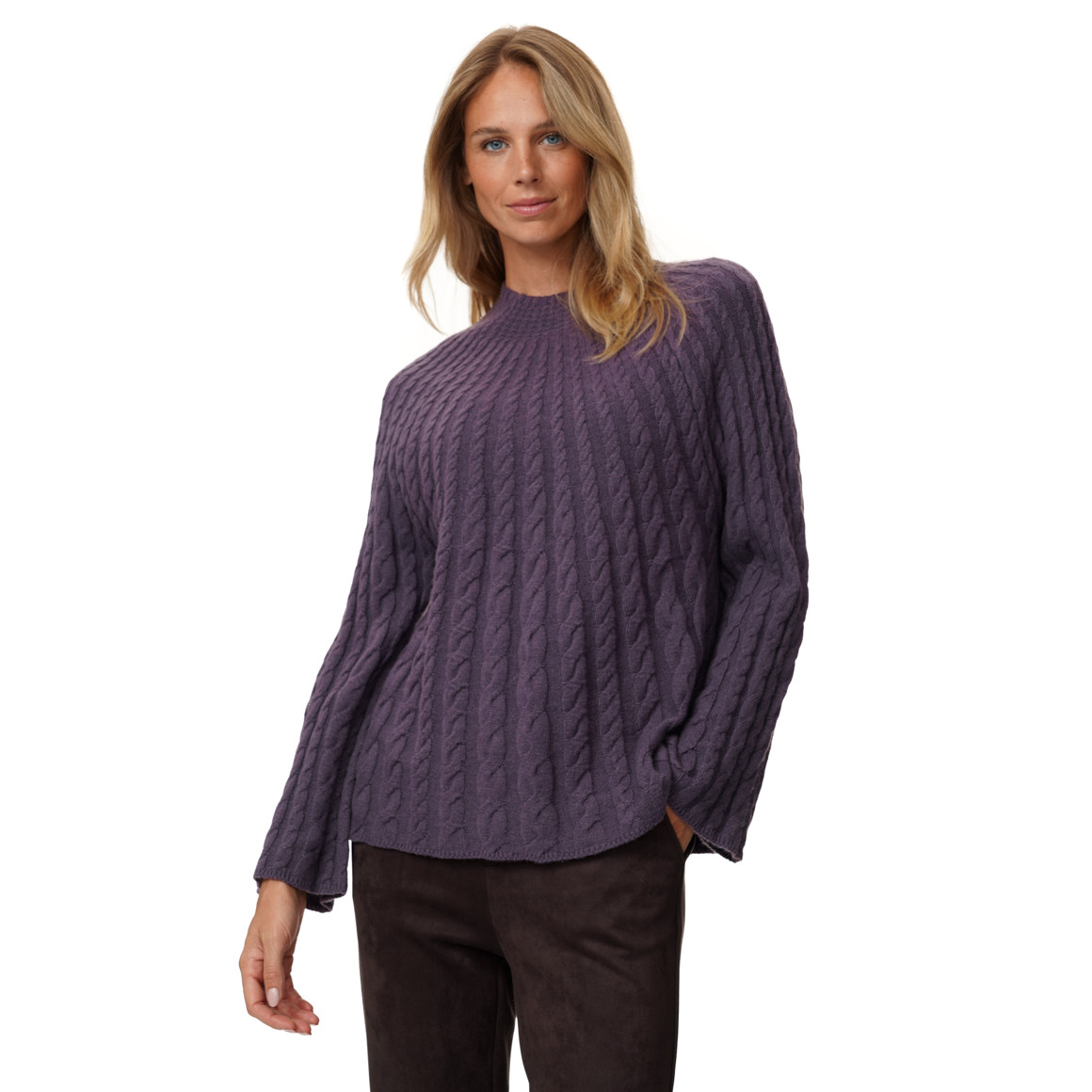 Damen Strickpullover mit Zopfmuster