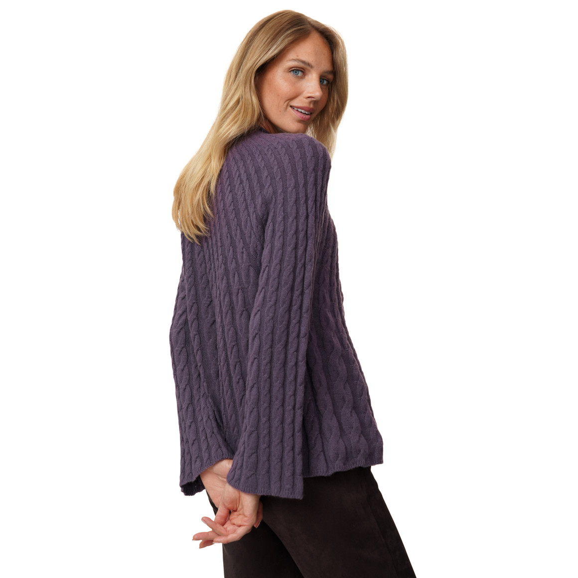 Damen Strickpullover mit Zopfmuster