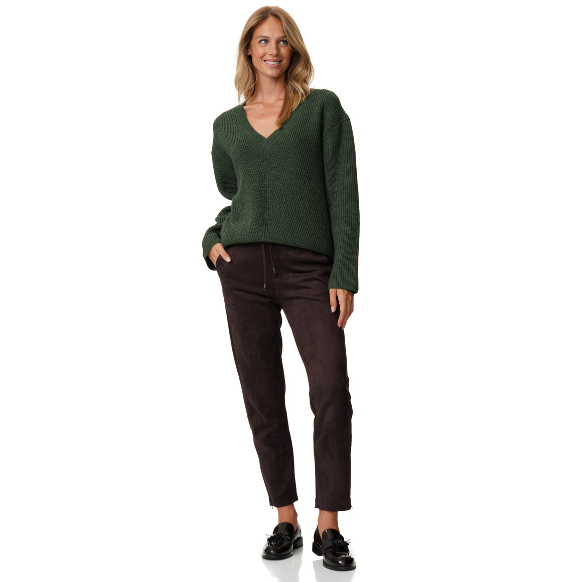 Damen Strickpullover mit V-Ausschnitt