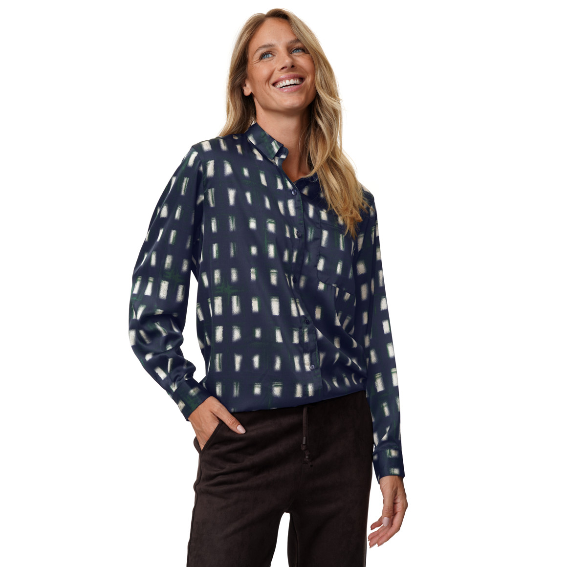 Damen Satinbluse mit Allover-Print