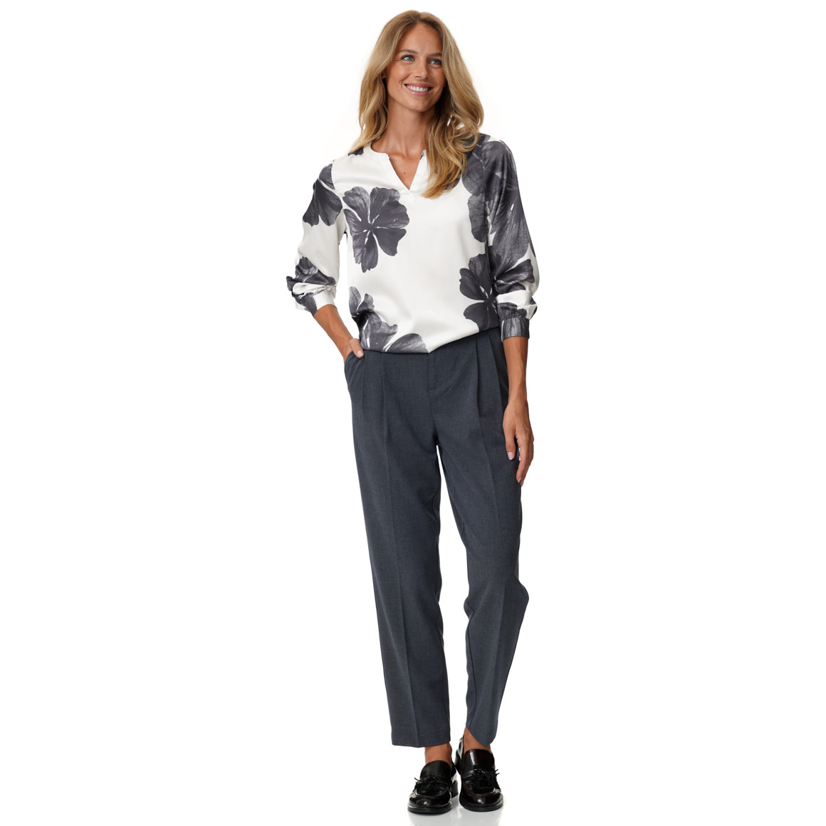 Damen Satinbluse mit Allover-Print