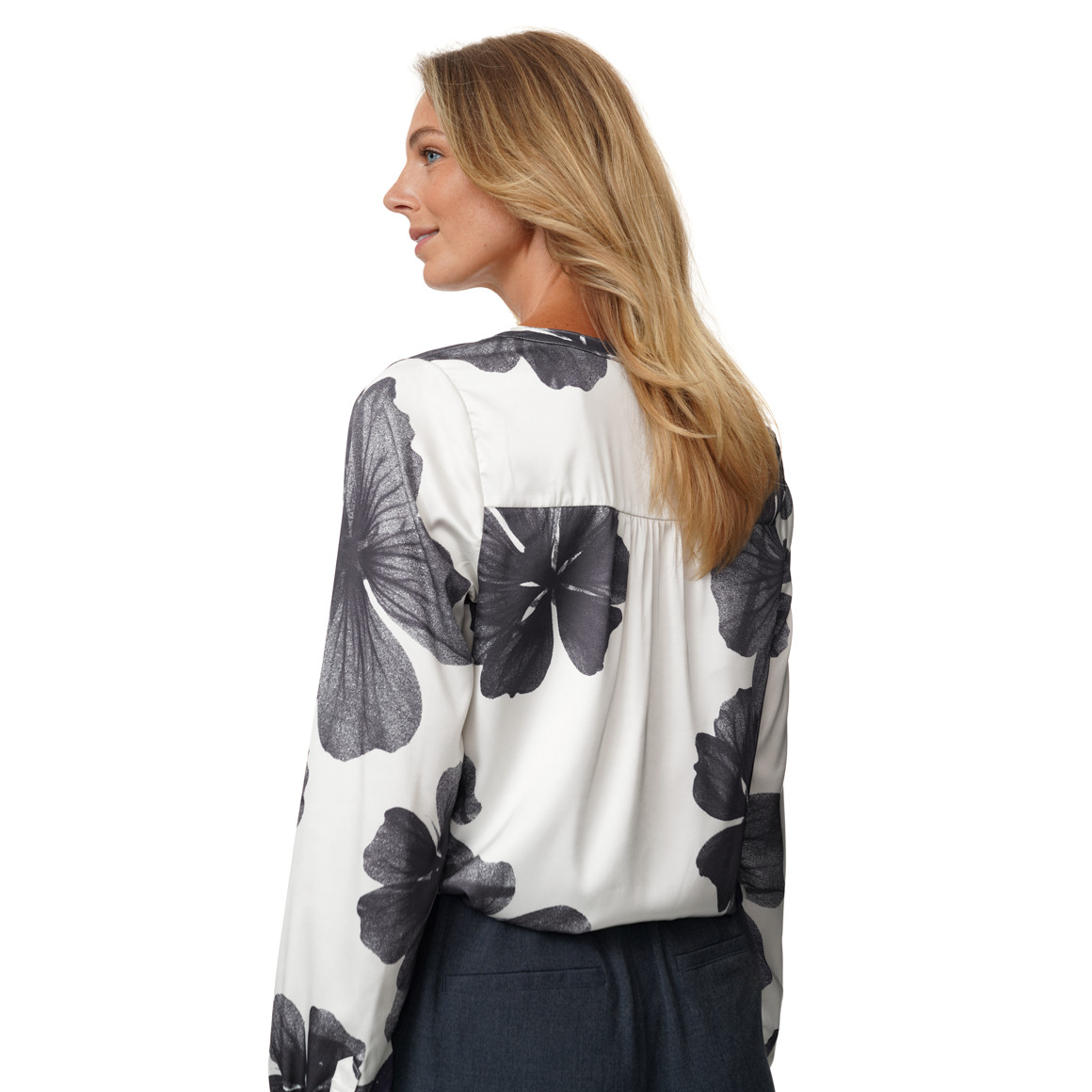Damen Satinbluse mit Allover-Print