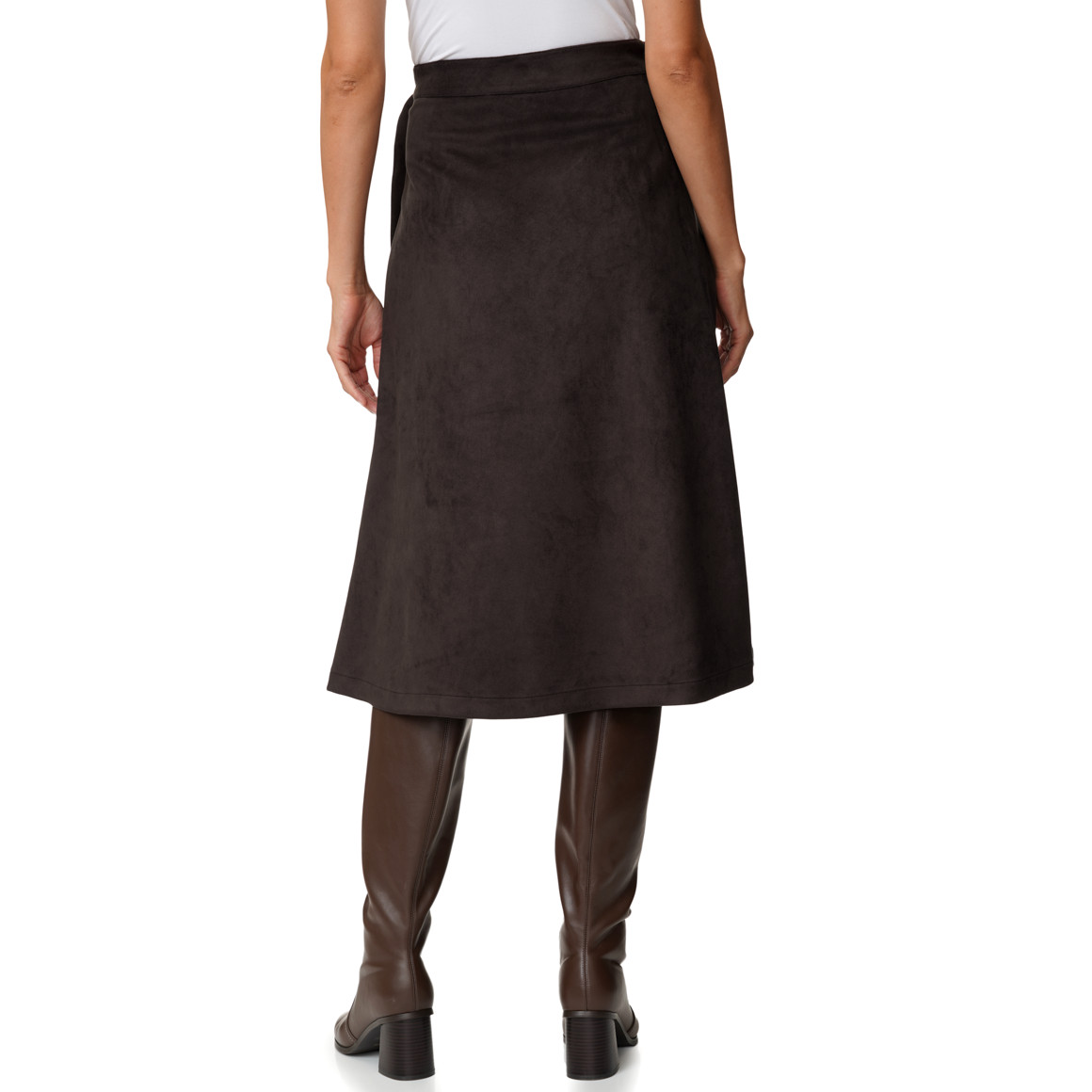 Damen Wickelrock in Veloursleder-Optik
