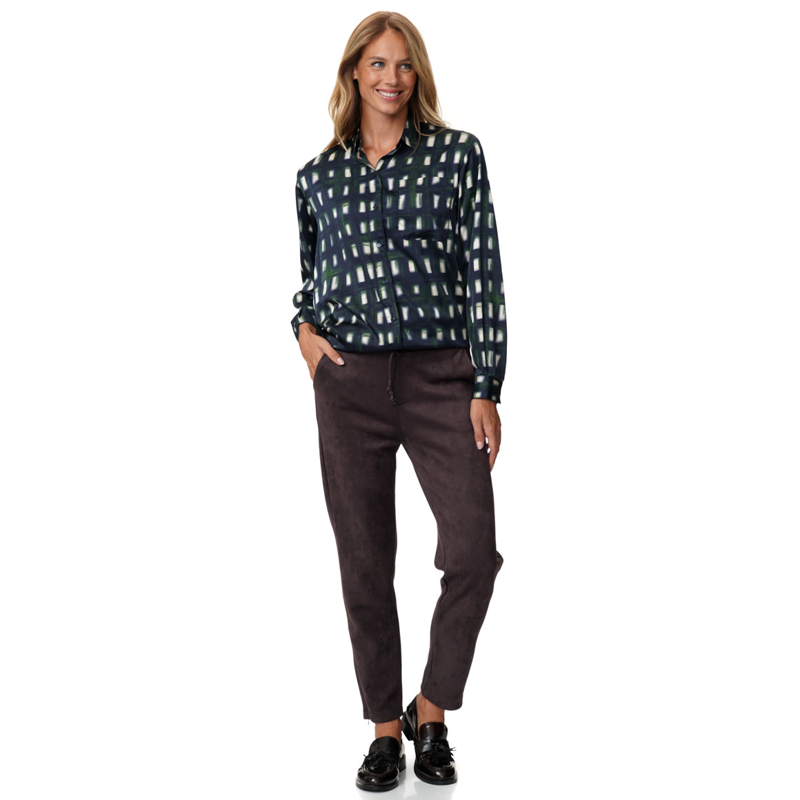 Damen Jogpants in Veloursleder-Optik