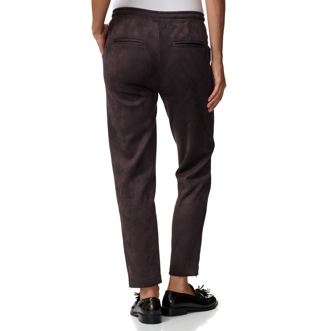 Damen Jogpants in Veloursleder-Optik