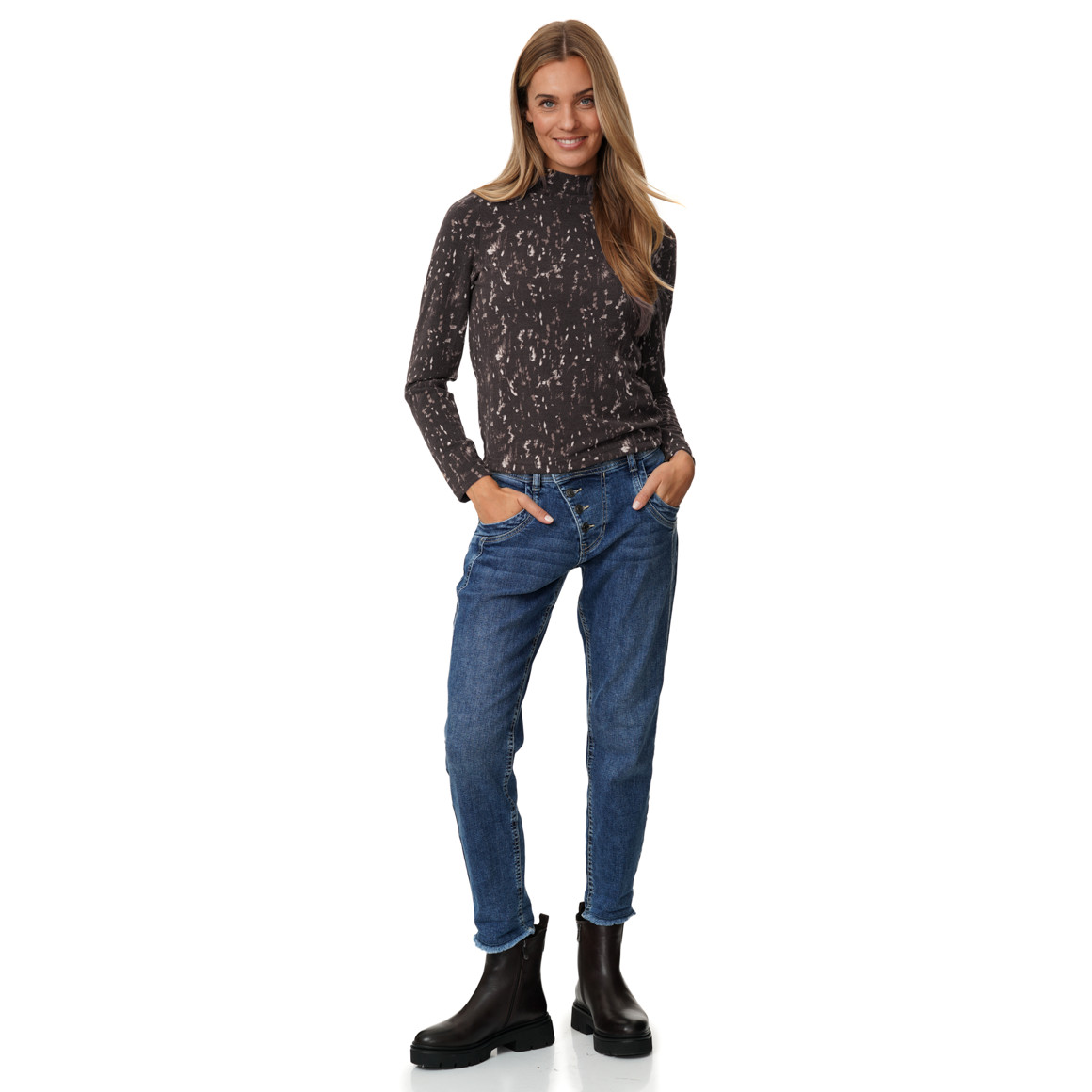 Damen Feinstrickshirt mit Allover-Muster