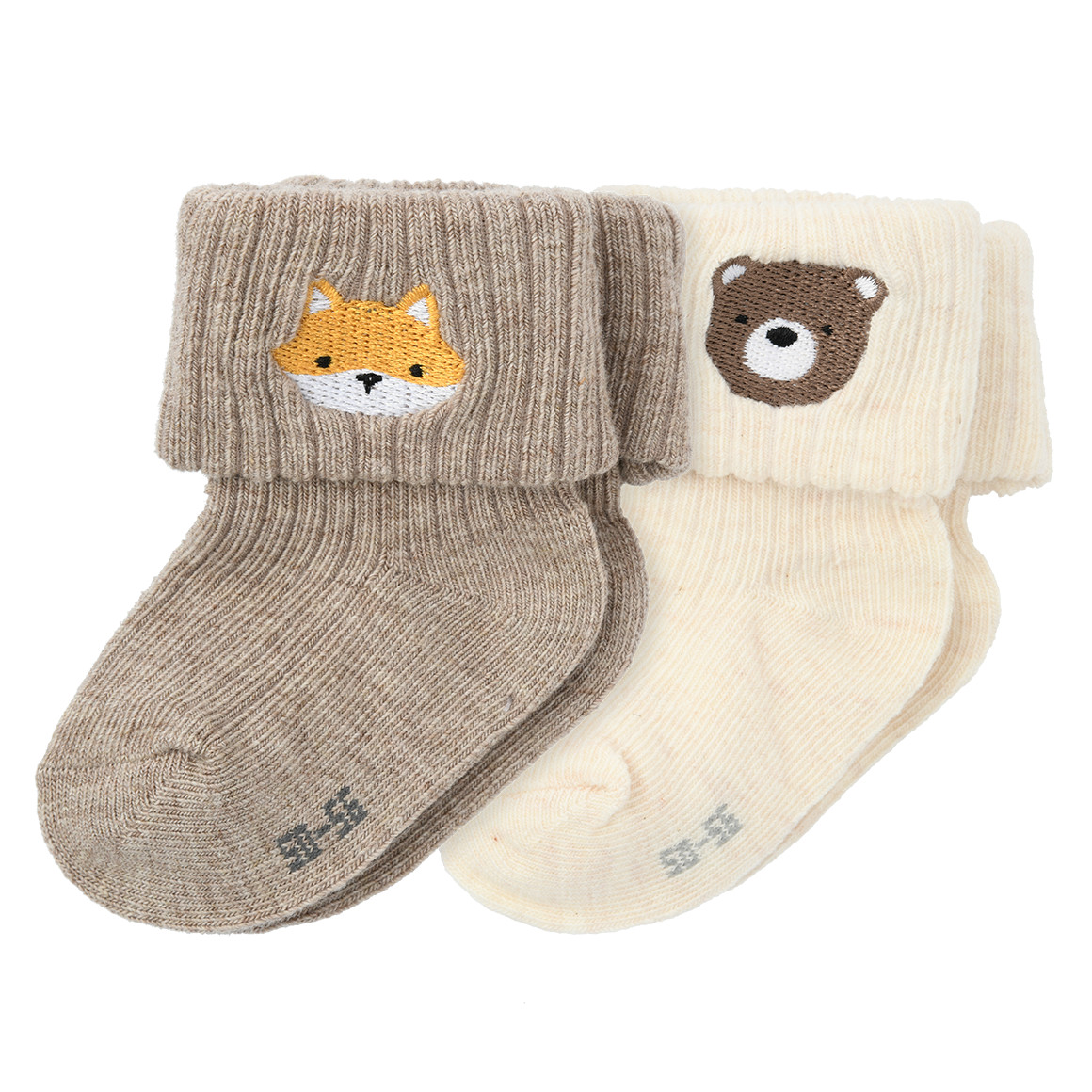 2 paar Newborn-sokjes met borduursel