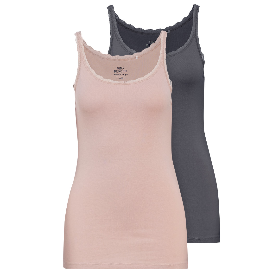 2 Damen Unterhemden mit Spitze