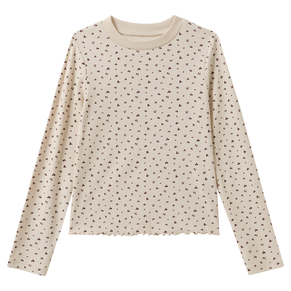 Mädchen Langarmshirt mit Rippstruktur