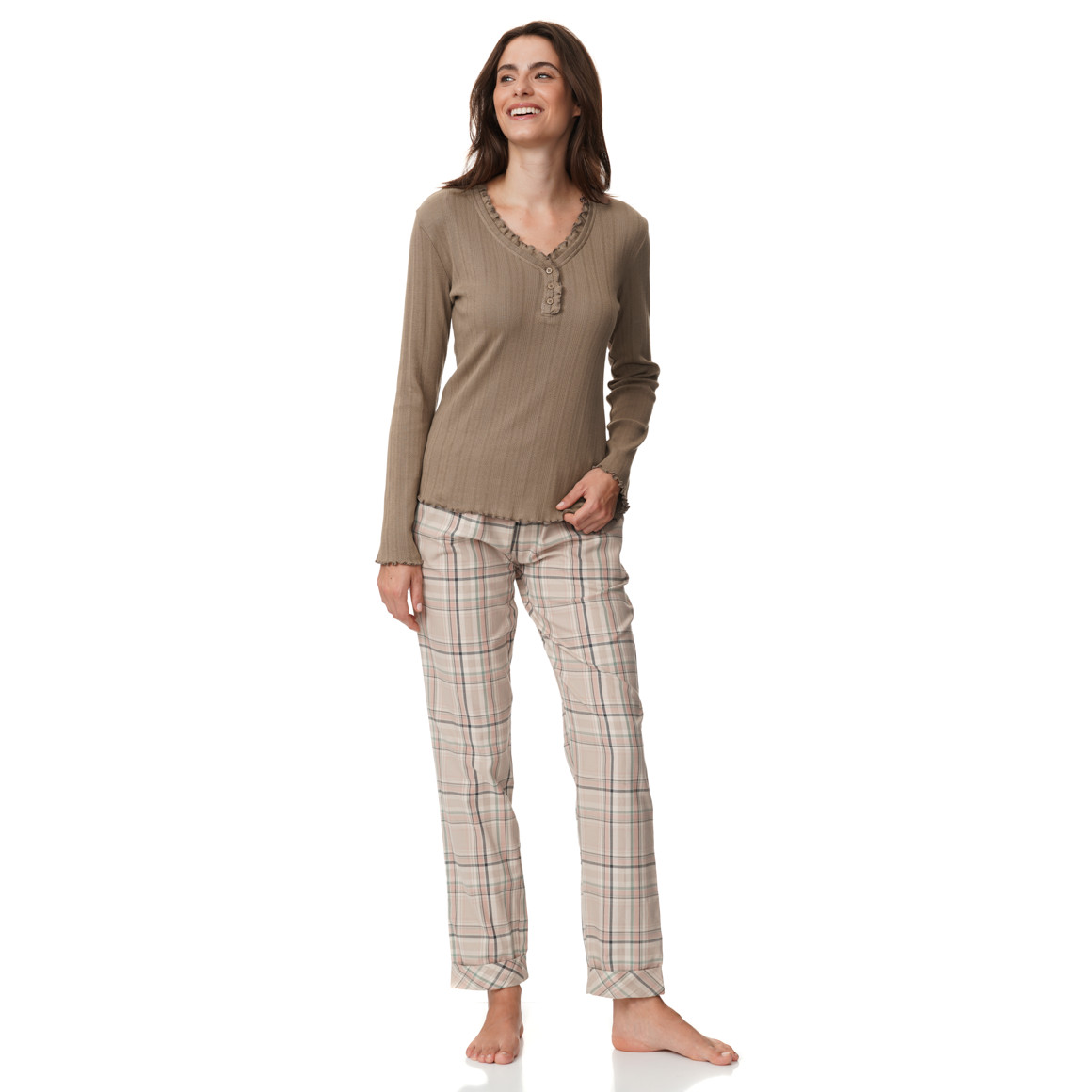 Damen Schlafshirt mit Ajour-Muster