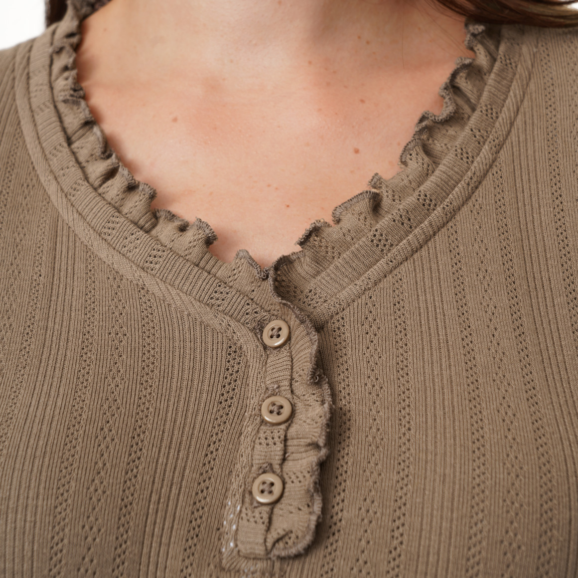 Damen Schlafshirt mit Ajour-Muster