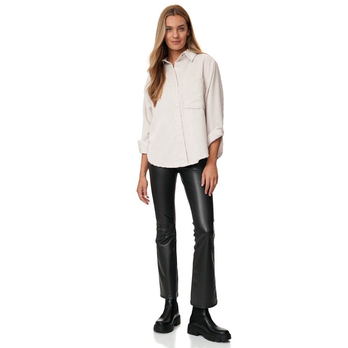 Damen Thermo-Leggings in Leder-Optik